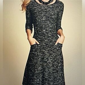 Talbots Black & White  Aline Dress with Side Pockets